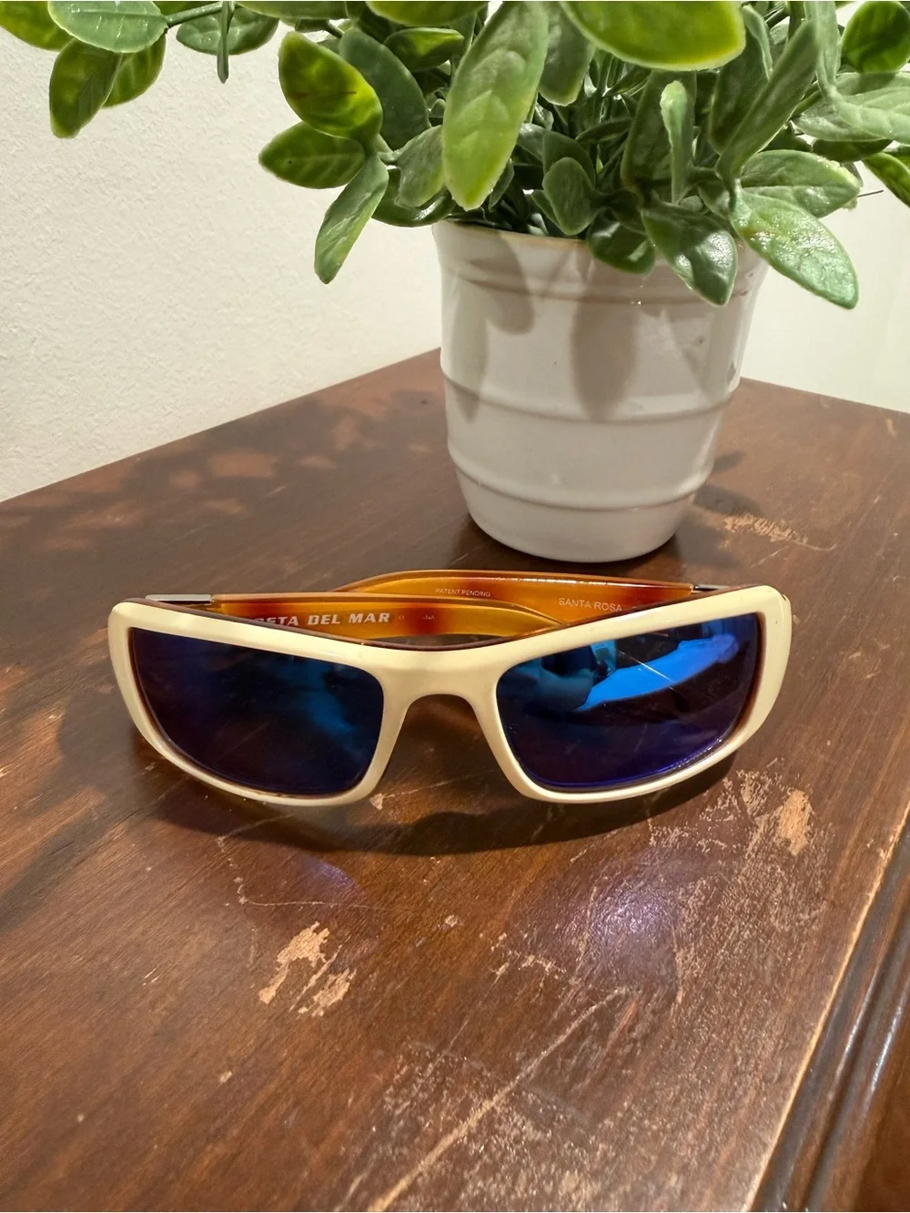 Costa Cream Frame Blue Lens Sunglasses
